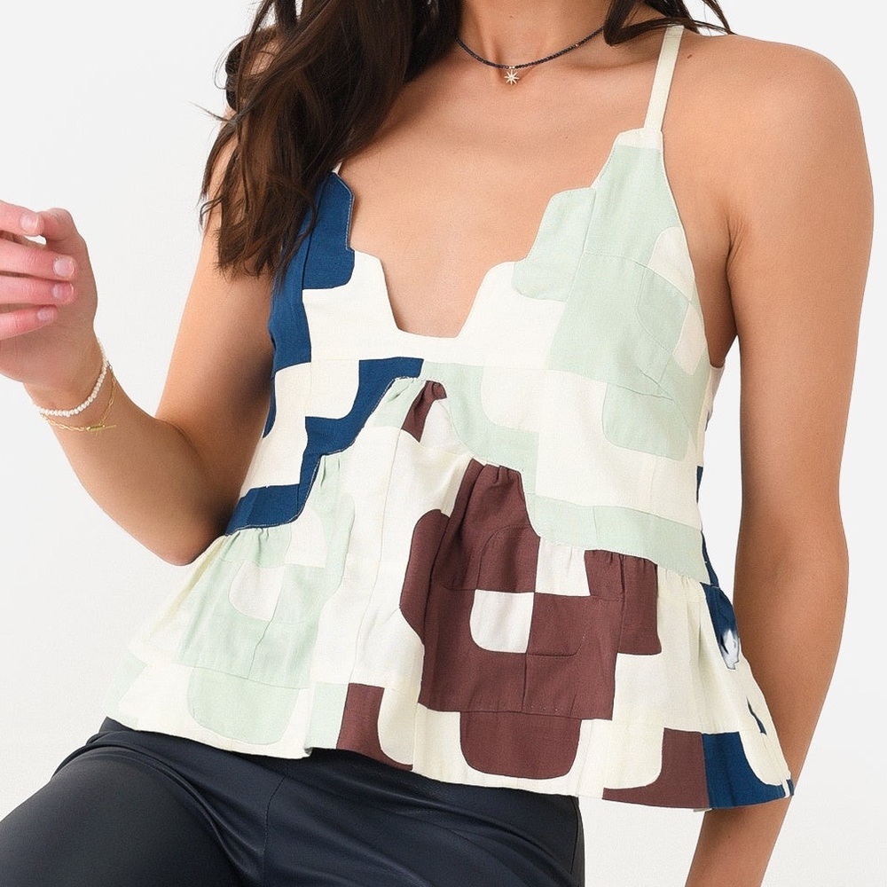Sea NY Cari Patchwork Tank Top Sz M